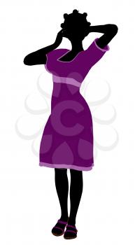 Royalty Free Clipart Image of a Girl in a Purple Dress