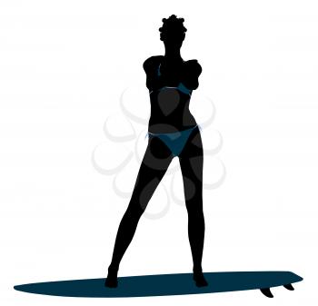 Royalty Free Clipart Image of a Surfer Girl