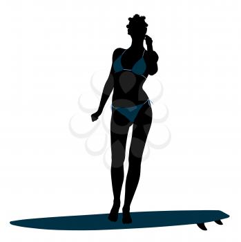 Royalty Free Clipart Image of a Surfer Girl