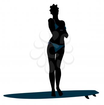 Royalty Free Clipart Image of a Surfer Girl