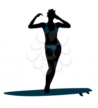 Royalty Free Clipart Image of a Surfer Girl