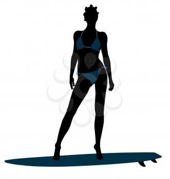 Royalty Free Clipart Image of a Surfer Girl