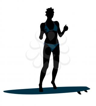 Royalty Free Clipart Image of a Surfer Girl