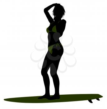 Royalty Free Clipart Image of a Surfer Girl