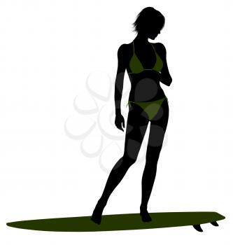 Royalty Free Clipart Image of a Surfer Girl