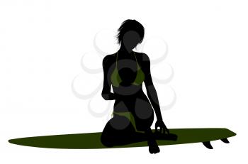 Royalty Free Clipart Image of a Surfer Girl