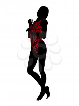 Royalty Free Clipart Image of a Woman in a Swimsuit