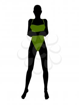 Royalty Free Clipart Image of a Woman in a Swimsuit