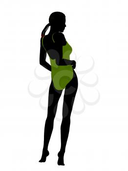 Royalty Free Clipart Image of a Woman in a Swimsuit