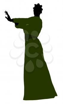 Royalty Free Clipart Image of a Woman in a Victorian Gown