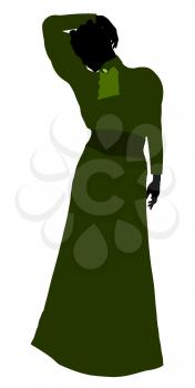 Royalty Free Clipart Image of a Woman in a Victorian Gown