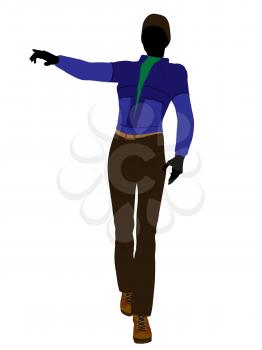 Royalty Free Clipart Image of a Woman in a Blue Jacket