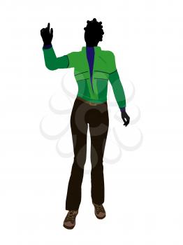 Royalty Free Clipart Image of a Woman in a Green Jacket