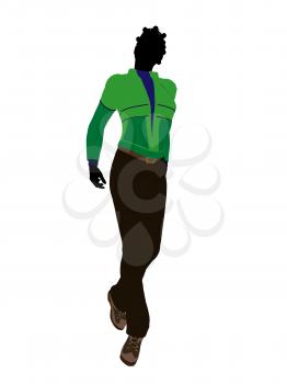 Royalty Free Clipart Image of a Woman in a Green Jacket