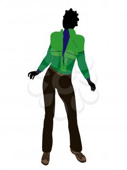 Royalty Free Clipart Image of a Woman in a Green Jacket