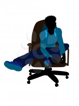 Royalty Free Clipart Image of a Teenager in an Office Chair