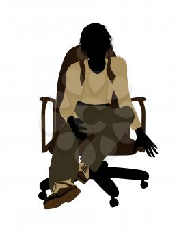 Royalty Free Clipart Image of a Boy in a Chair