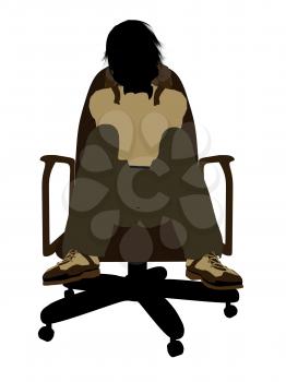 Royalty Free Clipart Image of a Boy in a Chair