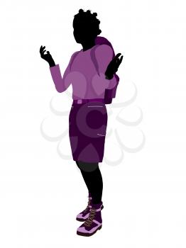 Royalty Free Clipart Image of a Girl Wearing a Backpack