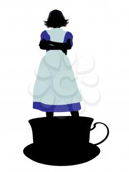 Royalty Free Clipart Image of an Alice in Wonderland Silhouette