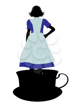 Royalty Free Clipart Image of an Alice in Wonderland Silhouette