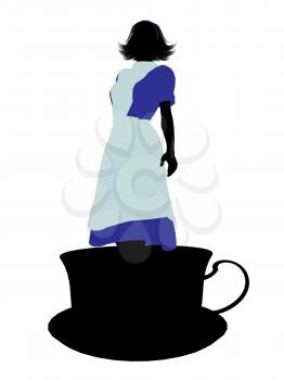 Royalty Free Clipart Image of an Alice in Wonderland Silhouette