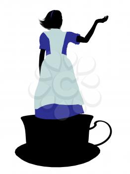 Royalty Free Clipart Image of an Alice in Wonderland Silhouette