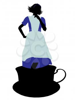 Royalty Free Clipart Image of an Alice in Wonderland Silhouette