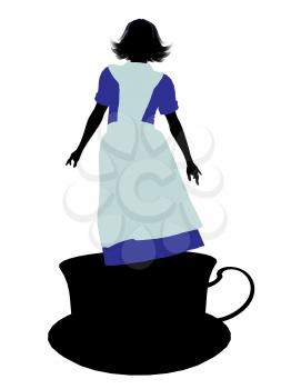 Royalty Free Clipart Image of an Alice in Wonderland Silhouette