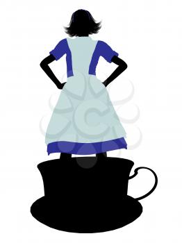 Royalty Free Clipart Image of an Alice in Wonderland Silhouette