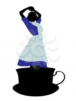 Royalty Free Clipart Image of an Alice in Wonderland Silhouette