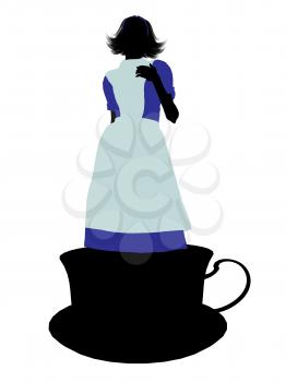 Royalty Free Clipart Image of an Alice in Wonderland Silhouette