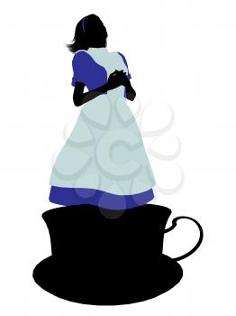 Royalty Free Clipart Image of an Alice in Wonderland Silhouette