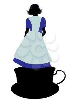 Royalty Free Clipart Image of an Alice in Wonderland Silhouette