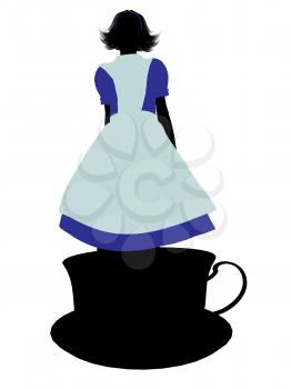 Royalty Free Clipart Image of an Alice in Wonderland Silhouette