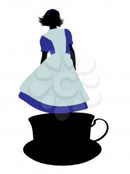 Royalty Free Clipart Image of an Alice in Wonderland Silhouette