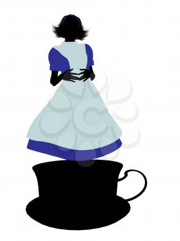 Royalty Free Clipart Image of an Alice in Wonderland Silhouette