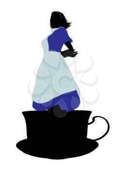 Royalty Free Clipart Image of an Alice in Wonderland Silhouette