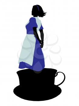 Royalty Free Clipart Image of an Alice in Wonderland Silhouette