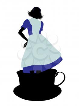 Royalty Free Clipart Image of an Alice in Wonderland Silhouette