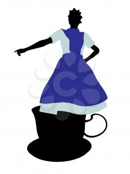 Royalty Free Clipart Image of an Alice in Wonderland Silhouette