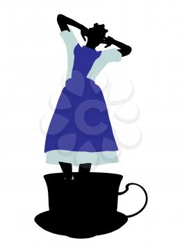 Royalty Free Clipart Image of an Alice in Wonderland Silhouette