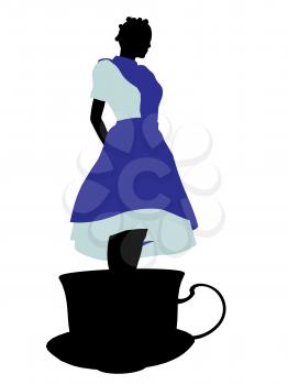 Royalty Free Clipart Image of an Alice in Wonderland Silhouette