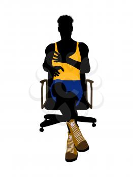 Royalty Free Clipart Image of a Basketball Player in a Chair