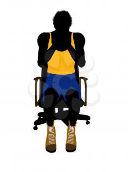 Royalty Free Clipart Image of a Basketball Player in a Chair