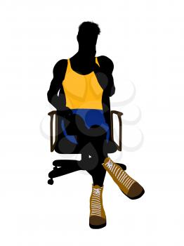 Royalty Free Clipart Image of a Basketball Player in a Chair