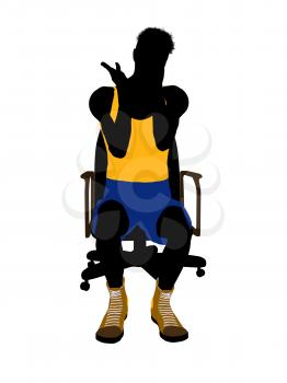 Royalty Free Clipart Image of a Basketball Player in a Chair