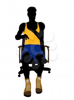 Royalty Free Clipart Image of a Basketball Player in a Chair