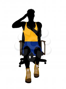 Royalty Free Clipart Image of a Basketball Player in a Chair