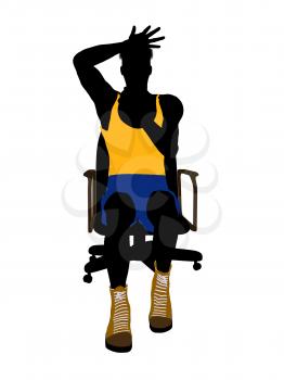 Royalty Free Clipart Image of a Basketball Player in a Chair